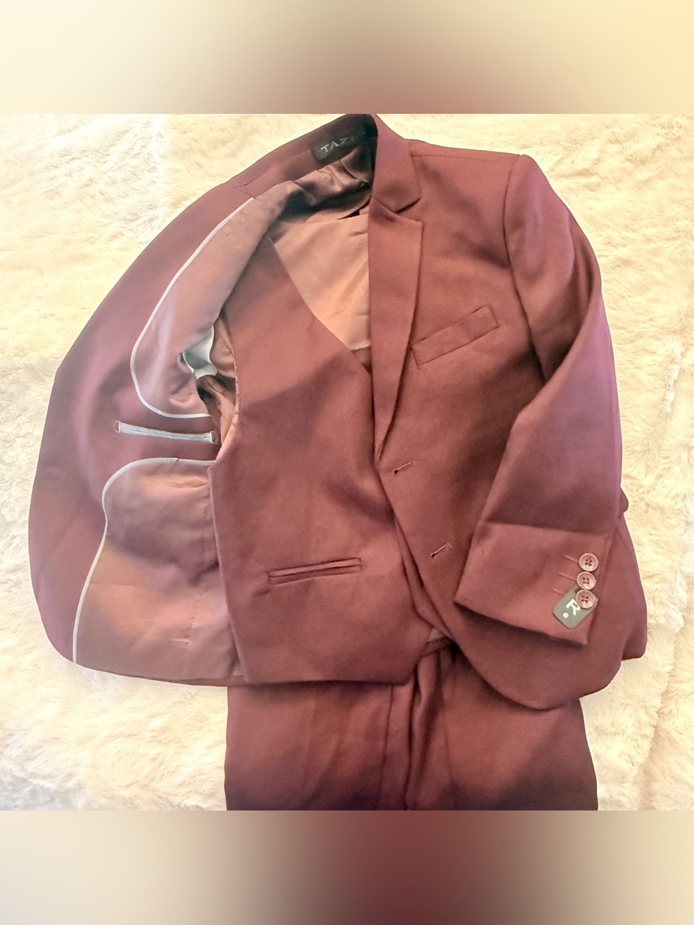 Tazio Boys 3 piece maroon suit Sz 6 EUC Jacket Vest Pants KWW - Picture 6 of 10